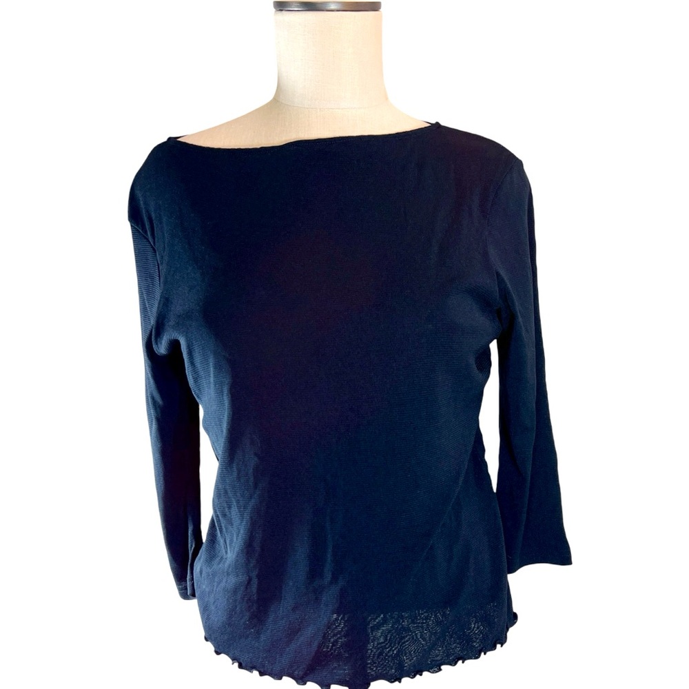 Old Navy Vintage Y2K Double Mesh Lettuce Edge Top in Black Size‎ XL Witch…